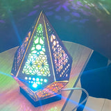 Floor Lamp Bohemian Style USB Wooden Floor Lamp Modern Geometric Light for Living Room Bedroom
