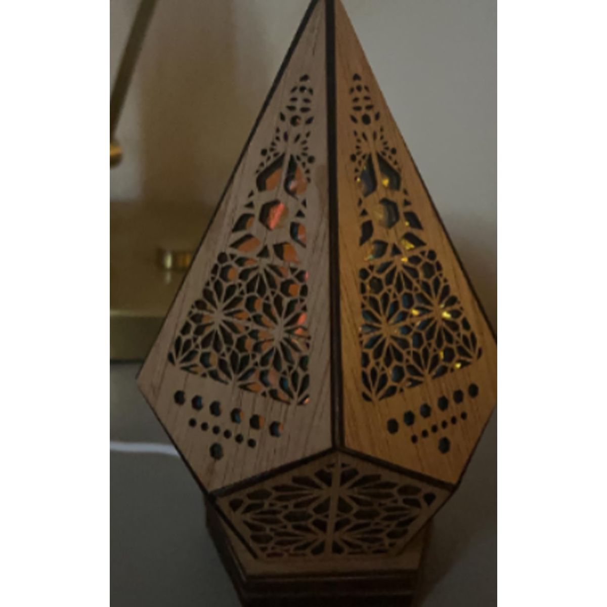 Floor Lamp Bohemian Style USB Wooden Floor Lamp Modern Geometric Light for Living Room Bedroom