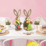 2pcs Easter Bunny Ornament Cute Rustic Rabbit Figurines Foam Decorative Bunny Home Decor 35cm