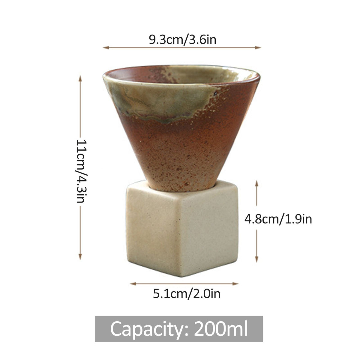200mL Japanese Pottery Mug Coffee Mug Latte Cup with Base Ceramic Mug