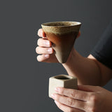 200mL Japanese Pottery Mug Coffee Mug Latte Cup with Base Ceramic Mug - 45-Degree Angle