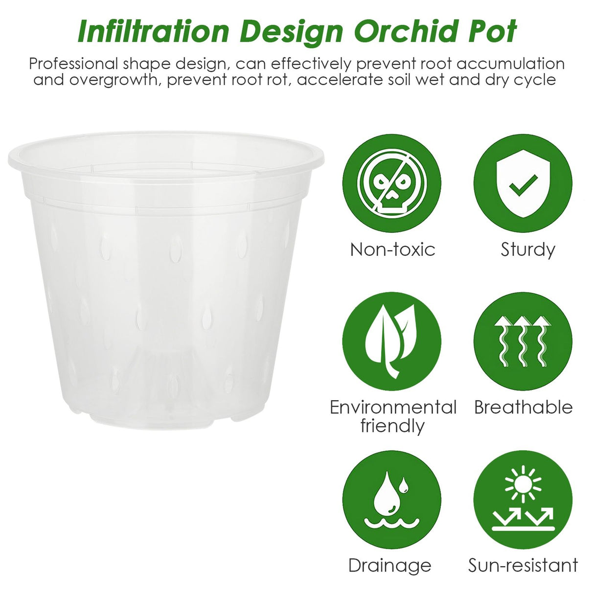 Orchid Flower Pot Breathable Clear Orchid Planting Pot with Holes for Indoor Outdoor
