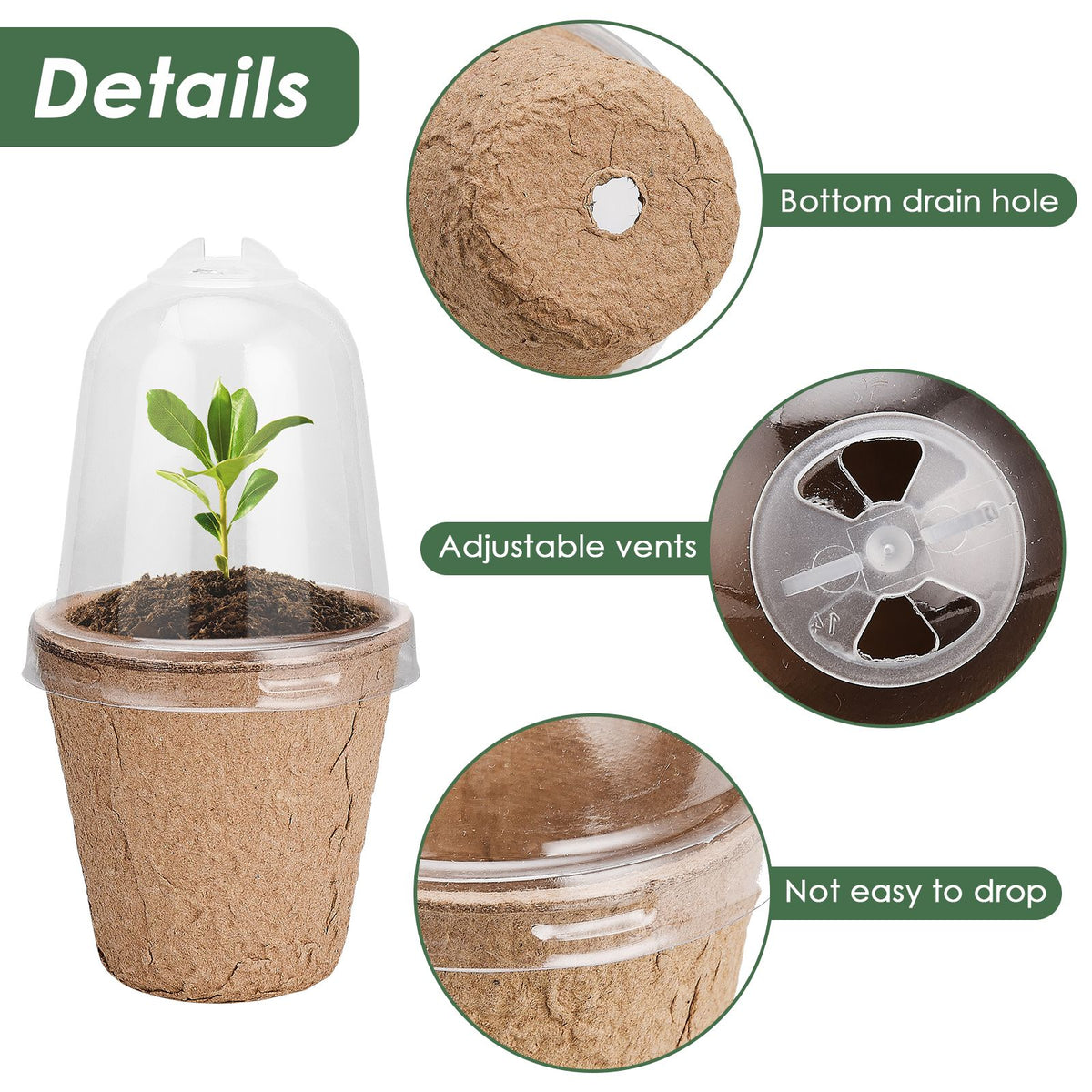 Seedling Cup Biodegradable Planter Pots With Humidity Dome Plant Nursery Pots