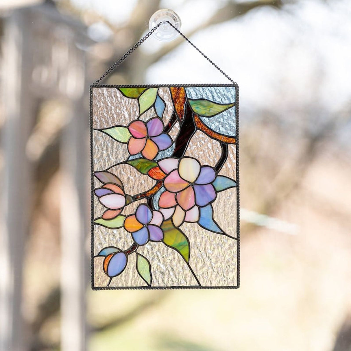 Cardinal Stained Window Panel Glass Window Hanging For Wall Decoration