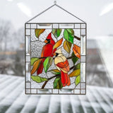 Cardinal Stained Window Panel Glass Window Hanging For Wall Decoration