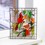 Cardinal Stained Window Panel Glass Window Hanging For Wall Decoration