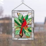 Cardinal Stained Window Panel Glass Window Hanging For Wall Decoration - Extra Image