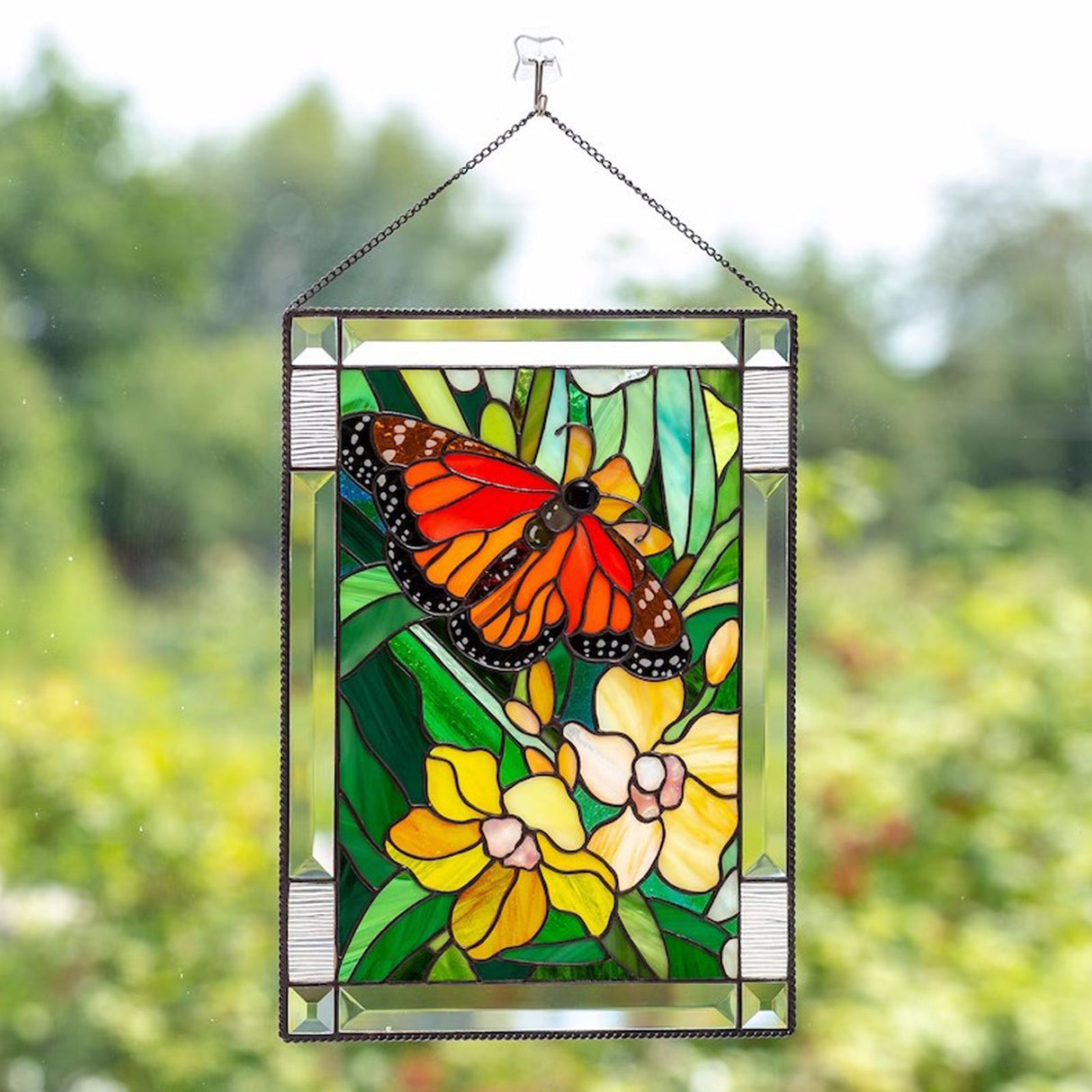 Cardinal Stained Window Panel Glass Window Hanging For Wall Decoration