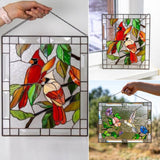 Cardinal Stained Window Panel Glass Window Hanging For Wall Decoration