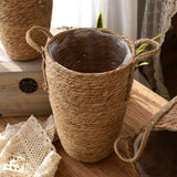 Straw Woven Baskets Vase Ornaments Living Room Flower Arrangements Dried Flowers Wicker Flower Pots - Front View