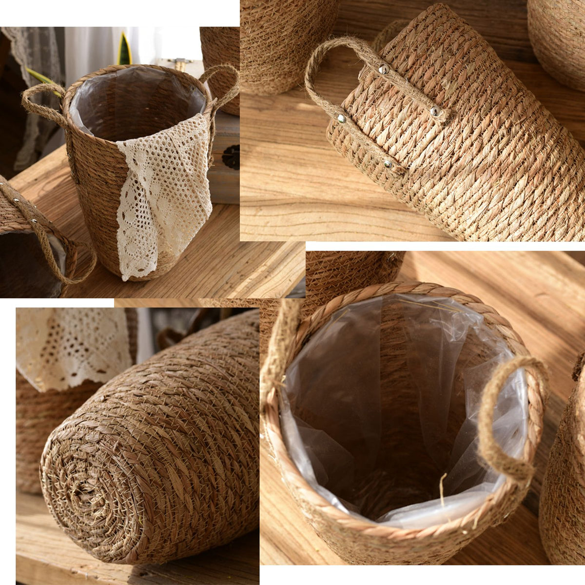 Straw Woven Baskets Vase Ornaments Living Room Flower Arrangements Dried Flowers Wicker Flower Pots