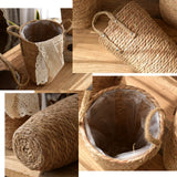 Straw Woven Baskets Vase Ornaments Living Room Flower Arrangements Dried Flowers Wicker Flower Pots - Side View