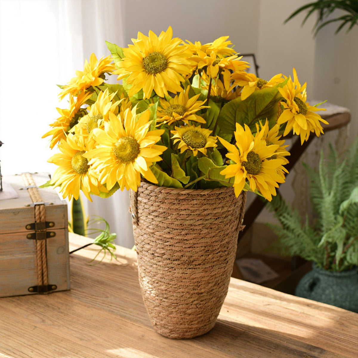 Straw Woven Baskets Vase Ornaments Living Room Flower Arrangements Dried Flowers Wicker Flower Pots