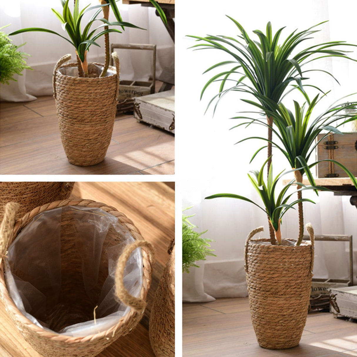 Straw Woven Baskets Vase Ornaments Living Room Flower Arrangements Dried Flowers Wicker Flower Pots