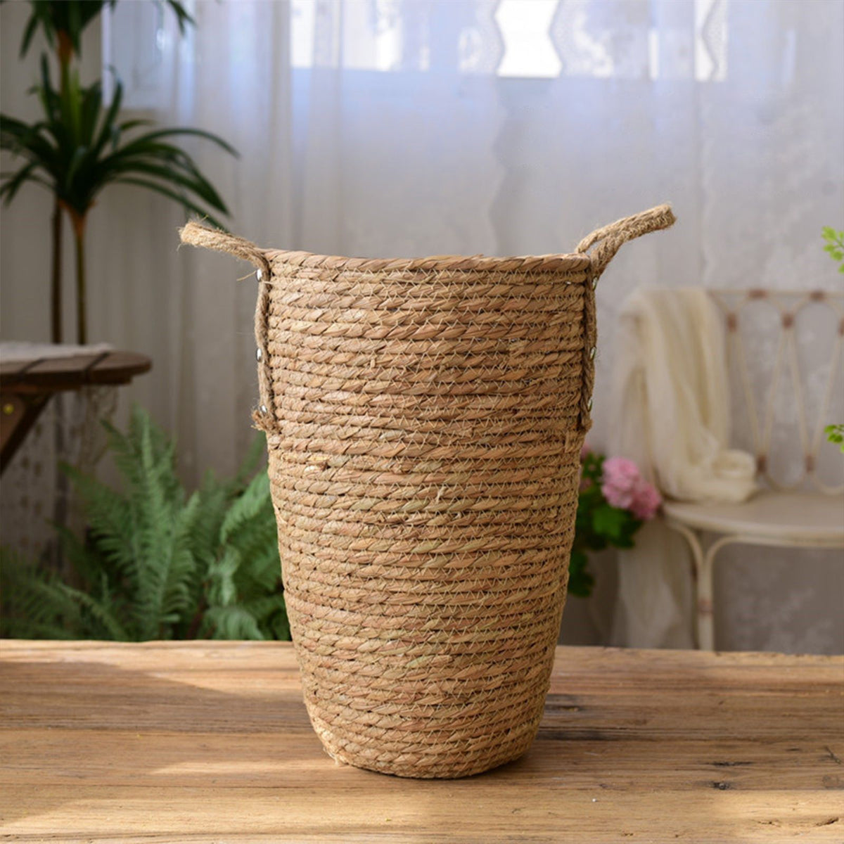Straw Woven Baskets Vase Ornaments Living Room Flower Arrangements Dried Flowers Wicker Flower Pots