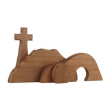 Easter Scene Cross Decoration Wooden Jesus Empty Tomb Statue Easter Cross Figurine Home Decor - Side View