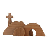 Easter Scene Cross Decoration Wooden Jesus Empty Tomb Statue Easter Cross Figurine Home Decor
