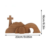 Easter Scene Cross Decoration Wooden Jesus Empty Tomb Statue Easter Cross Figurine Home Decor - Rear View