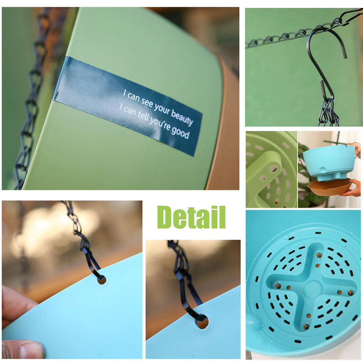 Hanging Double Chain Hanging Basket Planter Home Balcony Indoor Automatic Water Absorbing Basin