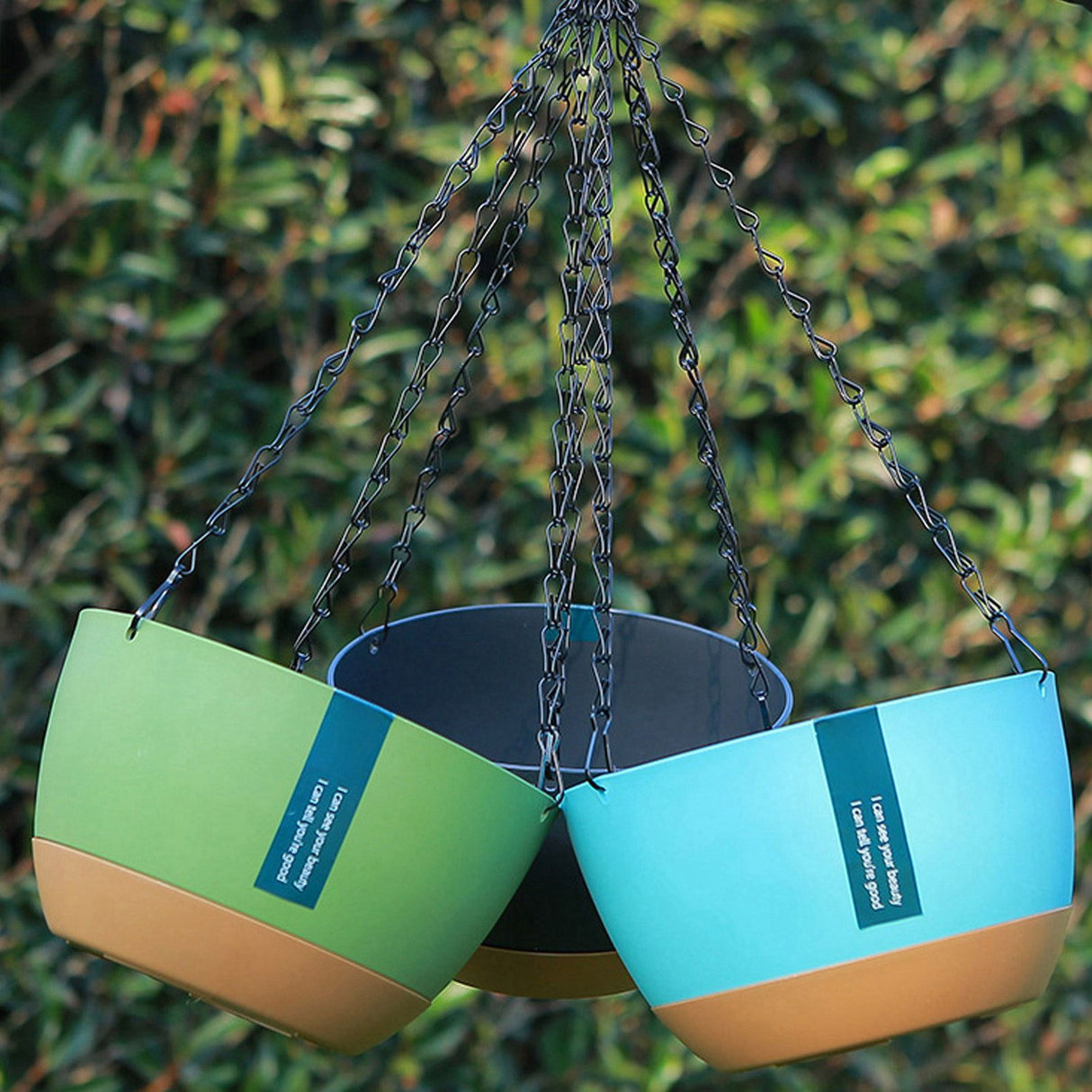 Hanging Double Chain Hanging Basket Planter Home Balcony Indoor Automatic Water Absorbing Basin