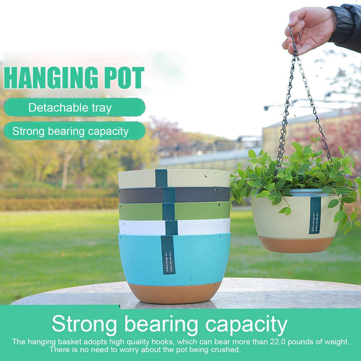 Hanging Double Chain Hanging Basket Planter Home Balcony Indoor Automatic Water Absorbing Basin