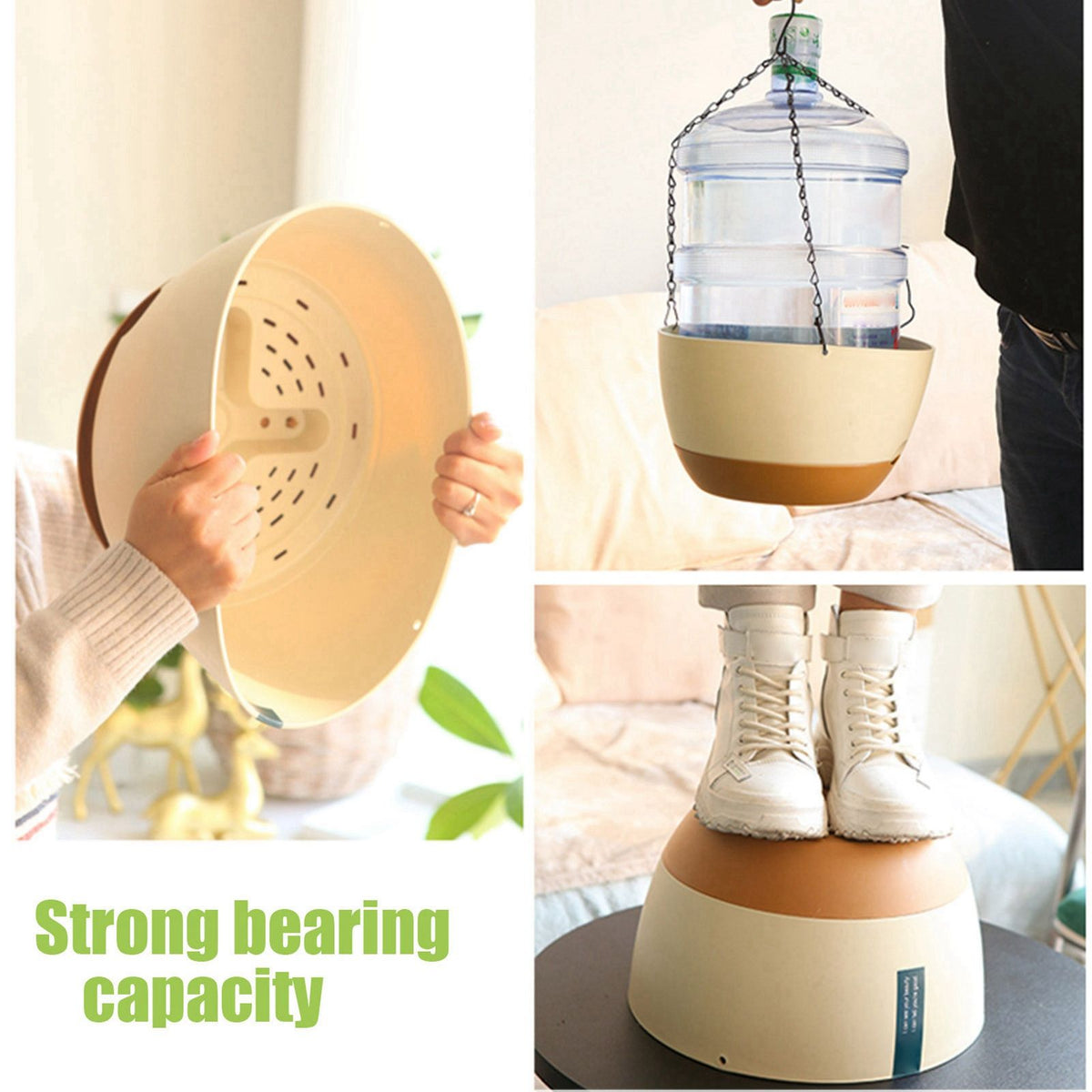 Hanging Double Chain Hanging Basket Planter Home Balcony Indoor Automatic Water Absorbing Basin