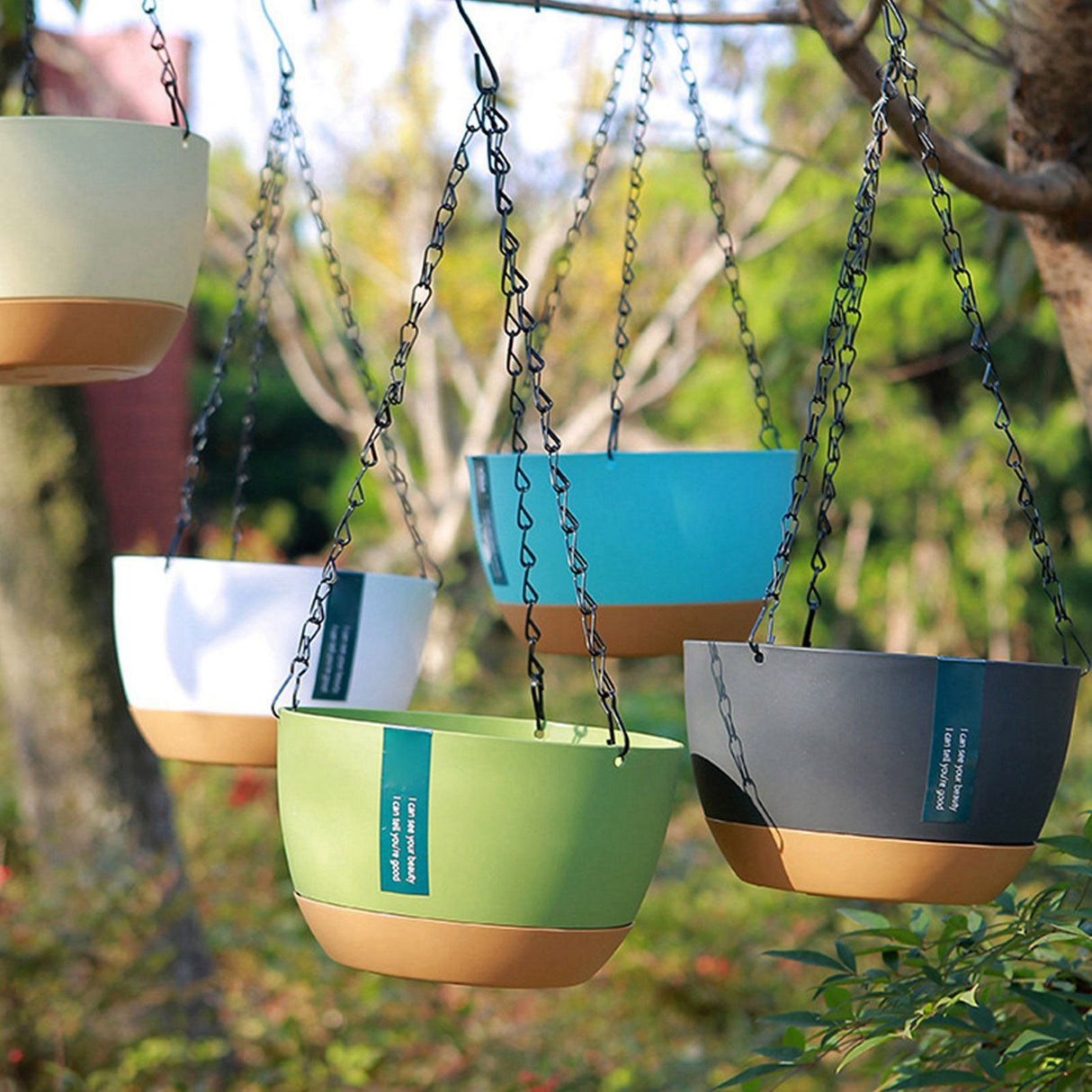 Hanging Double Chain Hanging Basket Planter Home Balcony Indoor Automatic Water Absorbing Basin