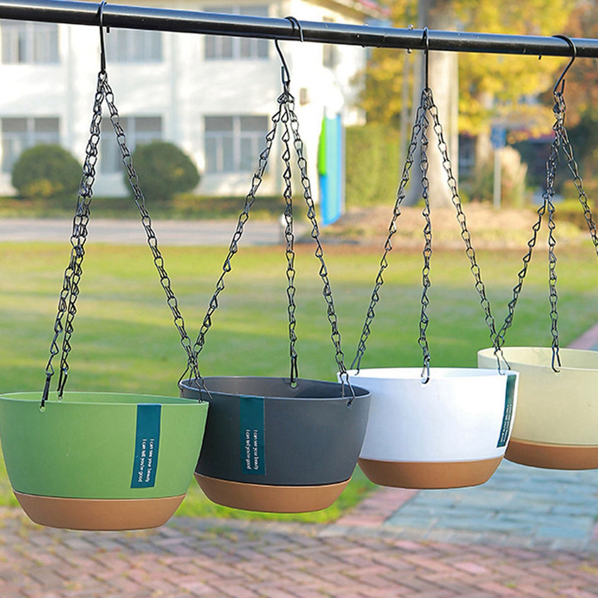Hanging Double Chain Hanging Basket Planter Home Balcony Indoor Automatic Water Absorbing Basin