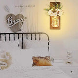 LED Mason Jar Wall Lights Indoor Outdoor Patio Vase Hanging Lights Home Wall Decorations - Rear View