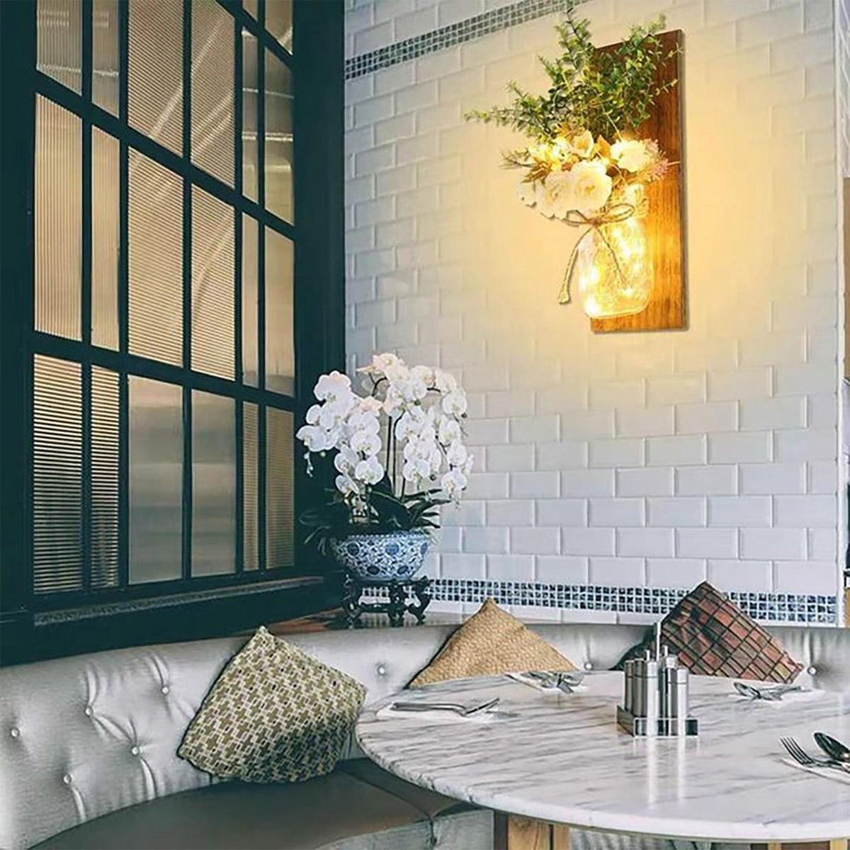 LED Mason Jar Wall Lights Indoor Outdoor Patio Vase Hanging Lights Home Wall Decorations
