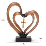 Jesus Entwined Hearts Cross Easter Jesus Cross Ornament Jesus Intertwined Hearts Cross Craft Home Decor - Side View