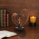 Jesus Entwined Hearts Cross Easter Jesus Cross Ornament Jesus Intertwined Hearts Cross Craft Home Decor - 45-Degree Angle