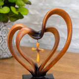 Jesus Entwined Hearts Cross Easter Jesus Cross Ornament Jesus Intertwined Hearts Cross Craft Home Decor - Low Angle