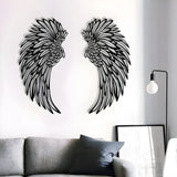 1 Pair Angel Wings Metal Mural Wall Sculpture Decor for Living Room - Top-Down View