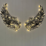 1 Pair Angel Wings Metal Mural Wall Sculpture Decor for Living Room