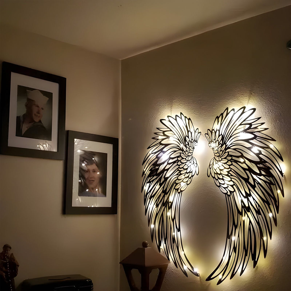 1 Pair Angel Wings Metal Mural Wall Sculpture Decor for Living Room