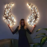 1 Pair Angel Wings Metal Mural Wall Sculpture Decor for Living Room