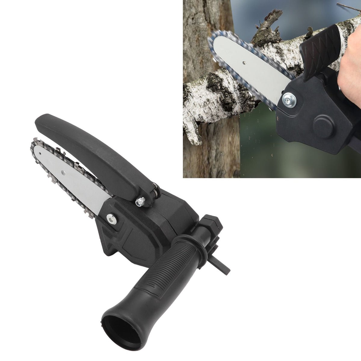 Hand Drill to Chainsaw Converter Portable Mini Electric Saw Adapter Set with Handle and Chain