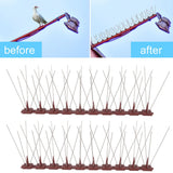Bird Spikes 15 Feet Stainless Steel Pigeon Deterrent Spikes for Fence Roof Mailbox Window SK430 (2+2)