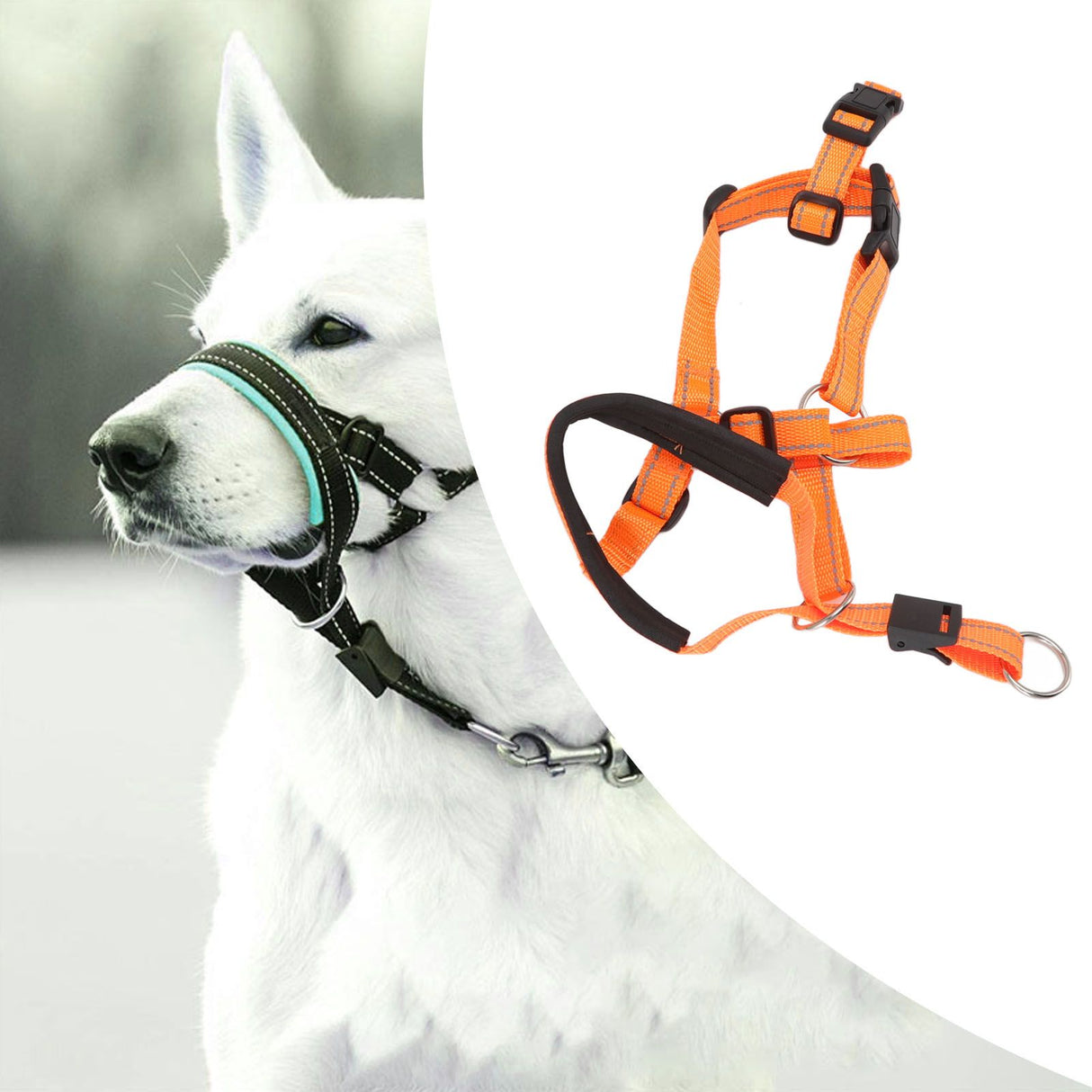 Dog Head Collar Breathable Dog Head Harness Dog Mouth Cover with Adjustable Strap for Outdoor Orange XL