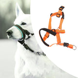 Dog Head Collar Breathable Dog Head Harness Dog Mouth Cover with Adjustable Strap for Outdoor Orange XL