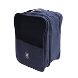 3 Layers Travel Shoe Bag Holds 3 Pair of Shoes Waterproof Portable Shoe Storage Bag for Travel Camping Daily Use Navy Blue - Front View