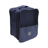 3 Layers Travel Shoe Bag Holds 3 Pair of Shoes Waterproof Portable Shoe Storage Bag for Travel Camping Daily Use Navy Blue - Close-Up Angle