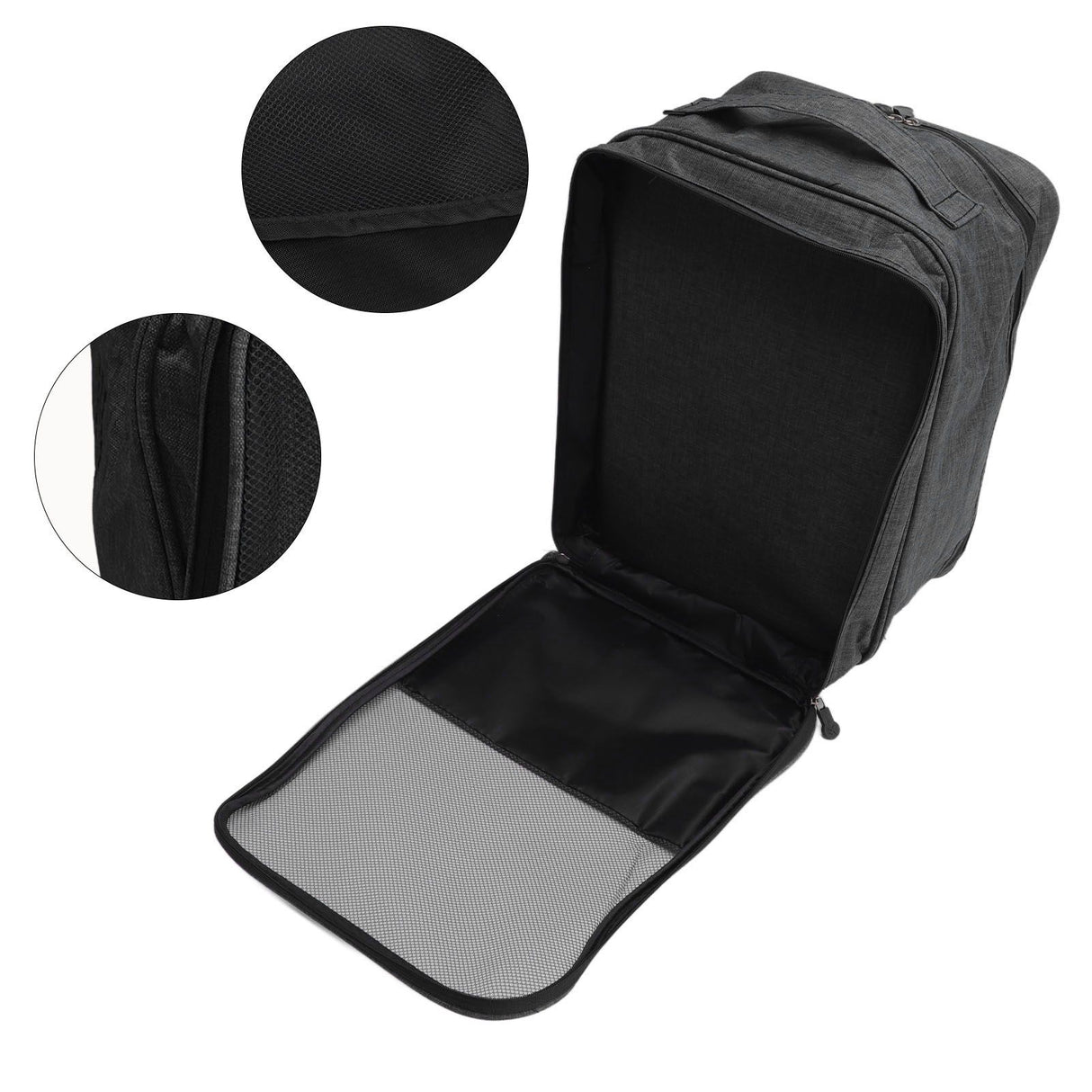 3 Layers Travel Shoe Bag Holds 3 Pair of Shoes Waterproof Portable Shoe Storage Bag for Travel Camping Daily Use Black