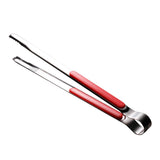 Kitchen Cooking Tong Stainless Steel Easy to Clean Teeth Mouth Steak Clip for BBQ Food 25.5cm Red