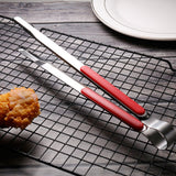 Kitchen Cooking Tong Stainless Steel Easy to Clean Teeth Mouth Steak Clip for BBQ Food 25.5cm Red - Rear View