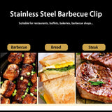 Kitchen Cooking Tong Stainless Steel Easy to Clean Teeth Mouth Steak Clip for BBQ Food 25.5cm Red - Extra Image
