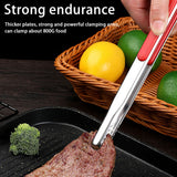 Kitchen Cooking Tong Stainless Steel Easy to Clean Teeth Mouth Steak Clip for BBQ Food 25.5cm Red - Extra Image