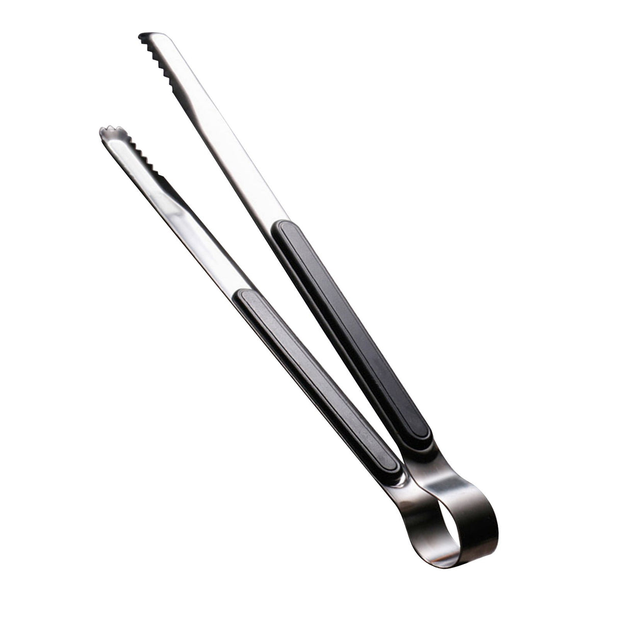 Kitchen Cooking Tong Stainless Steel Easy to Clean Teeth Mouth Steak Clip for BBQ Food 25.5cm Black