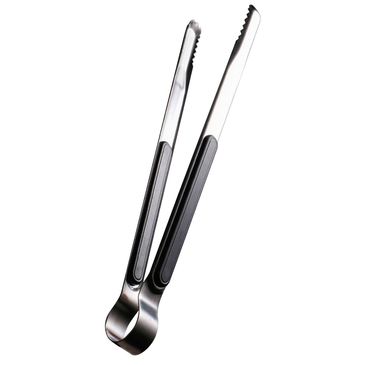 Kitchen Cooking Tong Stainless Steel Easy to Clean Teeth Mouth Steak Clip for BBQ Food 25.5cm Black
